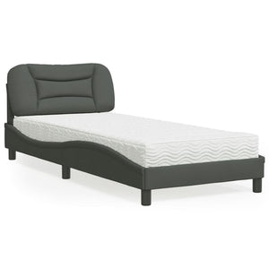 Bett mit Matratze Dunkelgrau 80x200 cm
