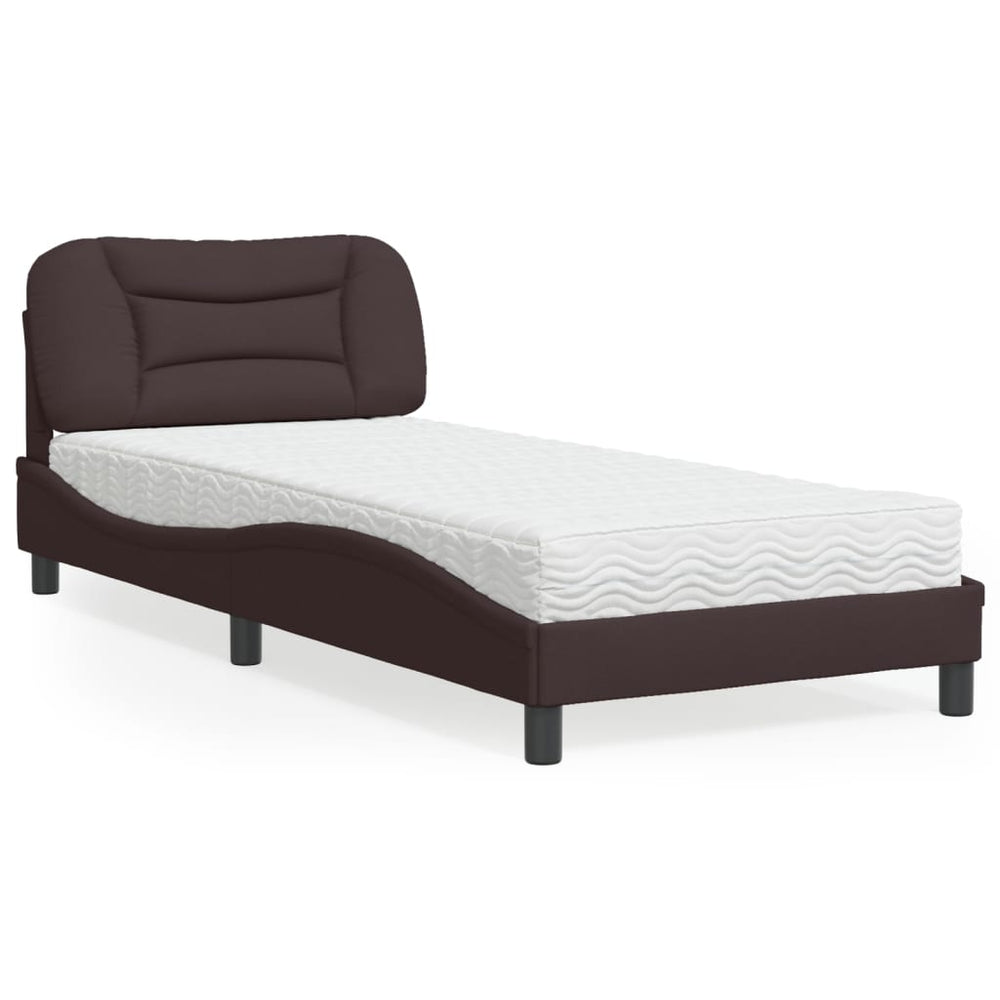 Bett mit Matratze Dunkelbraun 80x200 cm