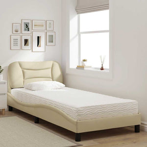 Bett mit Matratze Creme 80x200 cm