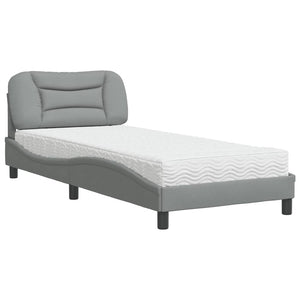 Bett mit Matratze Hellgrau 90x190 cm