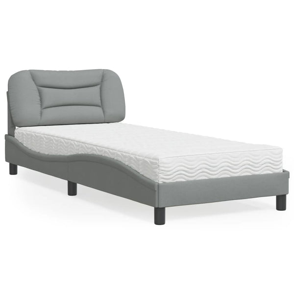 Bett mit Matratze Hellgrau 90x190 cm