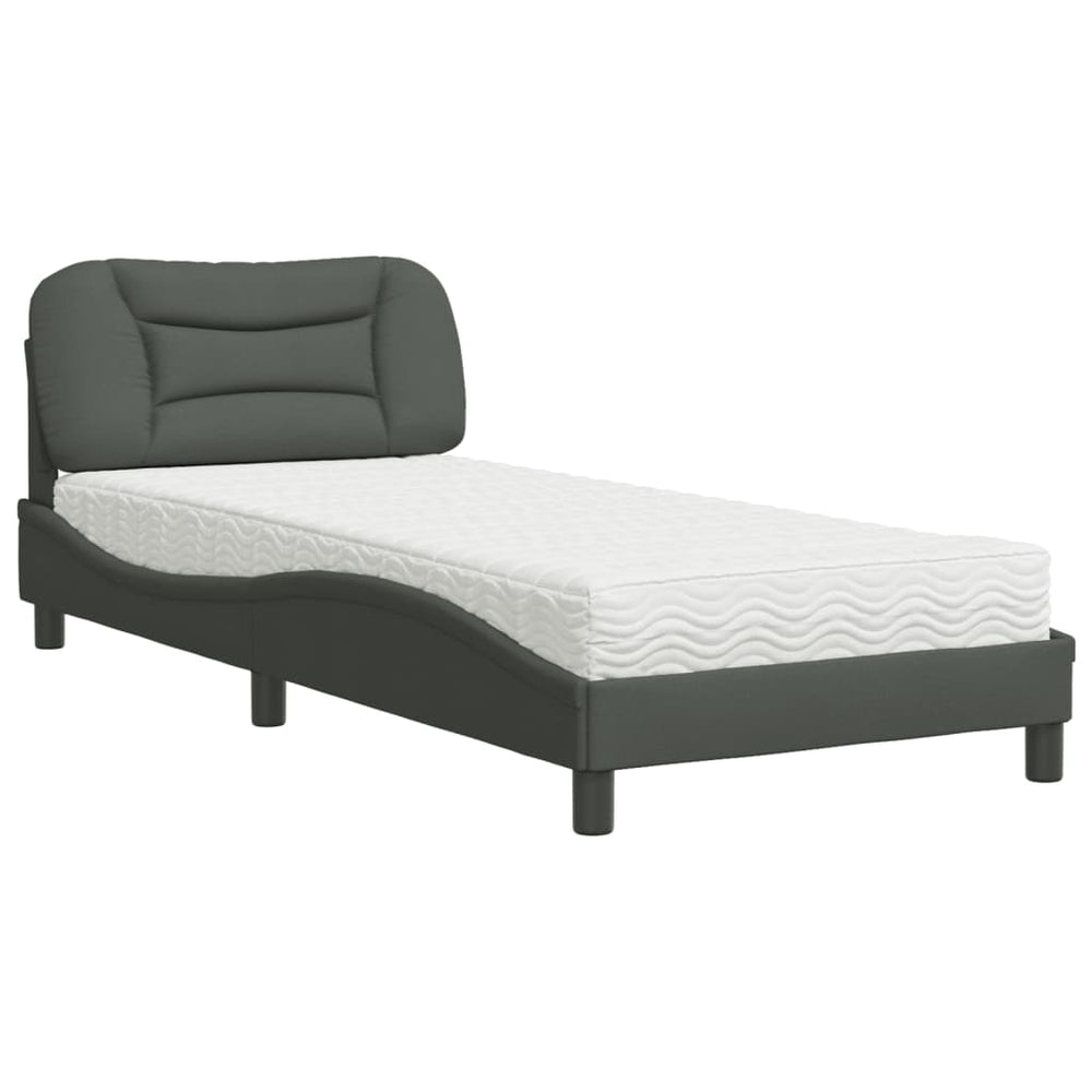 Bett mit Matratze Dunkelgrau 90x190 cm