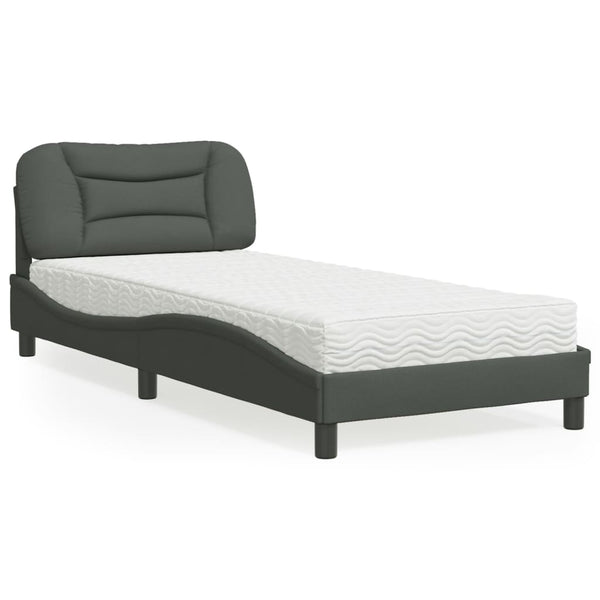 Bett mit Matratze Dunkelgrau 90x190 cm