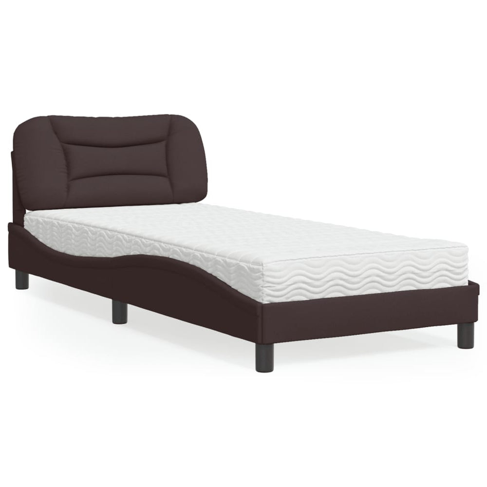 Bett mit Matratze Dunkelbraun 90x190 cm