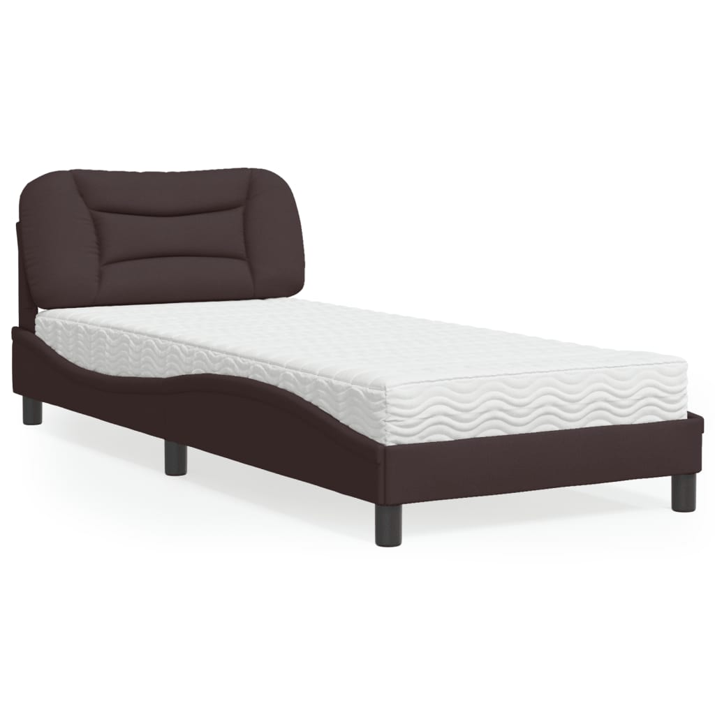 Bett mit Matratze Dunkelbraun 90x190 cm