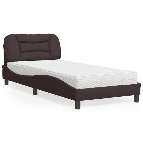 Bett mit Matratze Dunkelbraun 90x190 cm