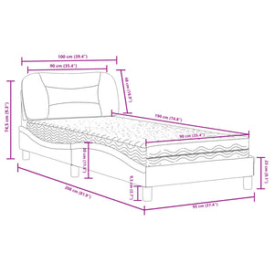 Bett mit Matratze Taupe 90x190 cm