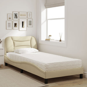 Bett mit Matratze Creme 90x190 cm