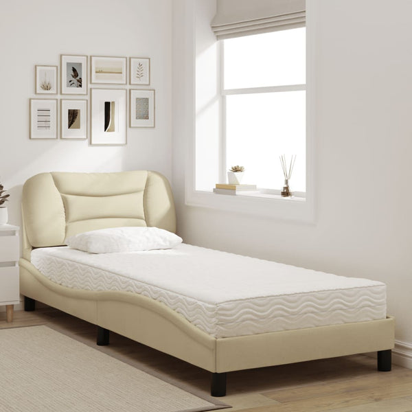 Bett mit Matratze Creme 90x190 cm