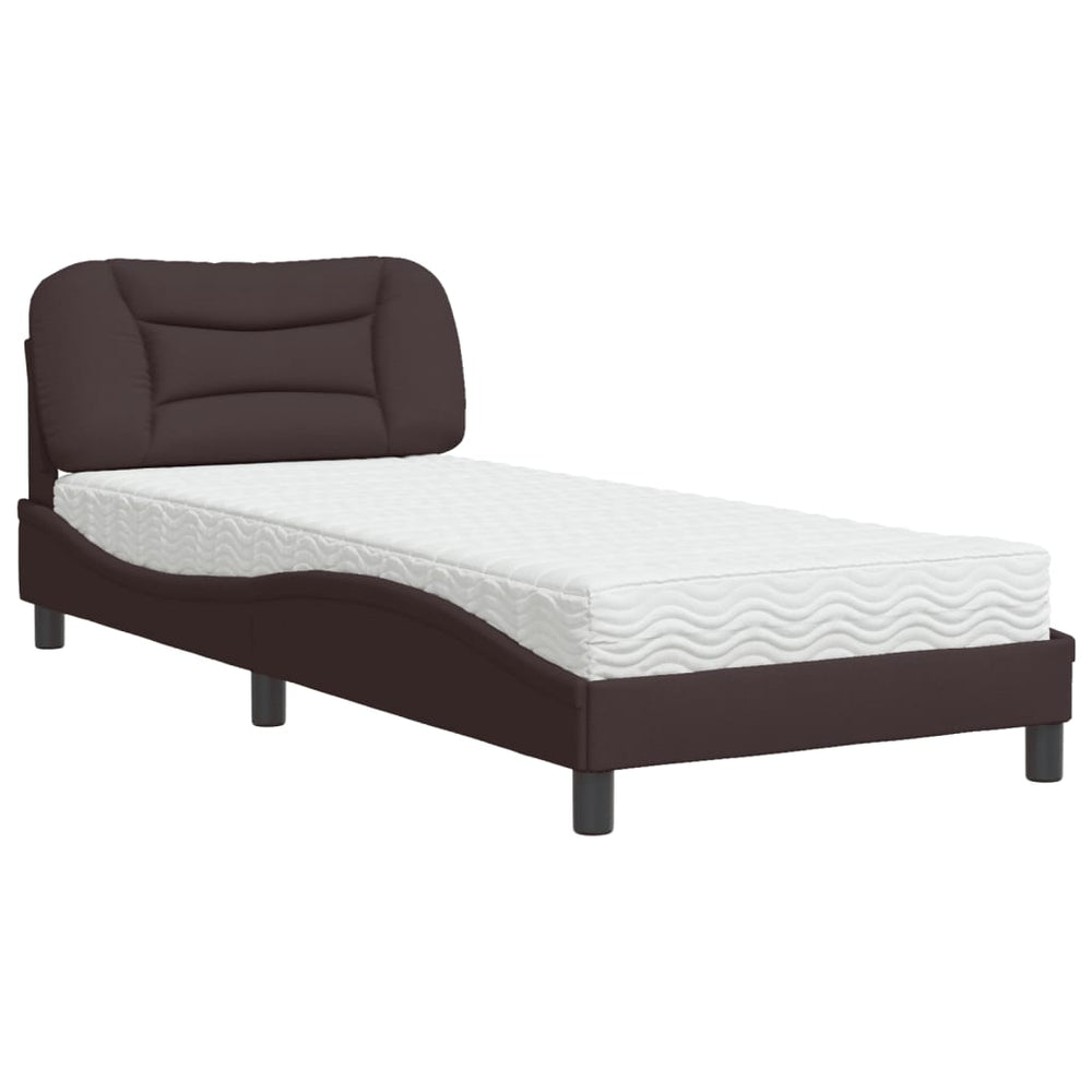 Bett mit Matratze Dunkelbraun 90x200 cm