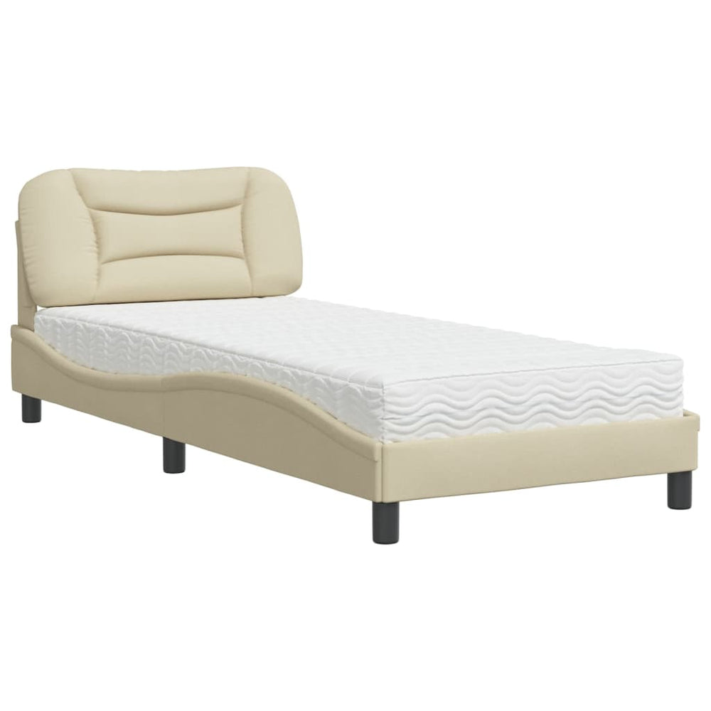 Bett mit Matratze Creme 90x200 cm