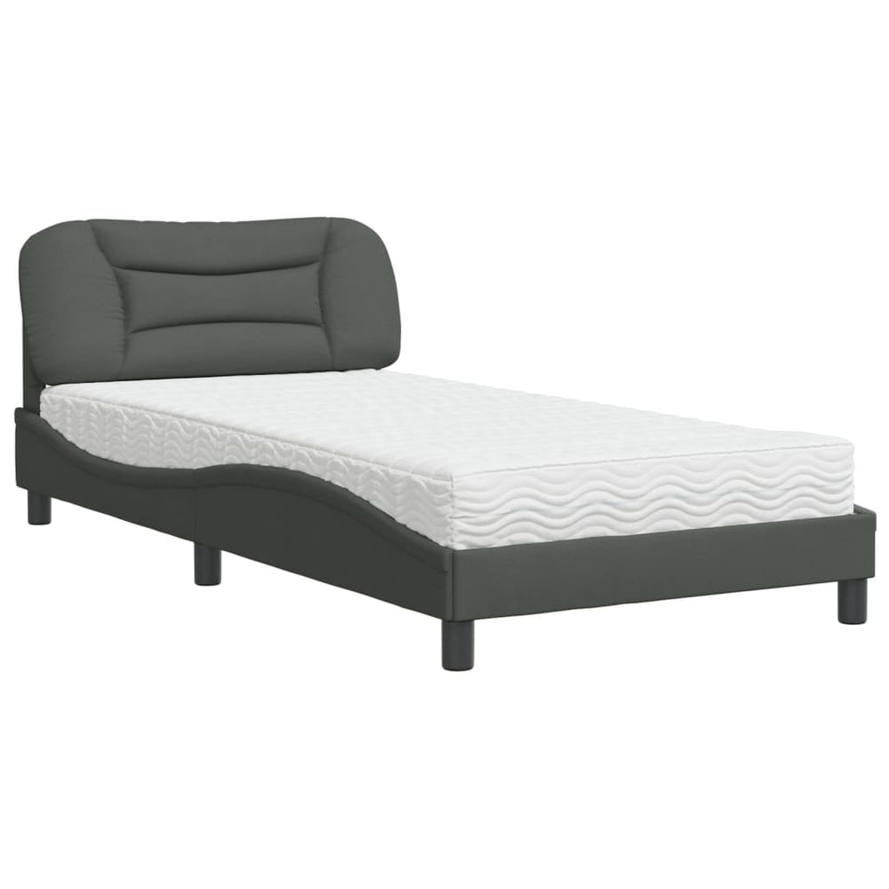 Bett mit Matratze Dunkelgrau 100x200 cm