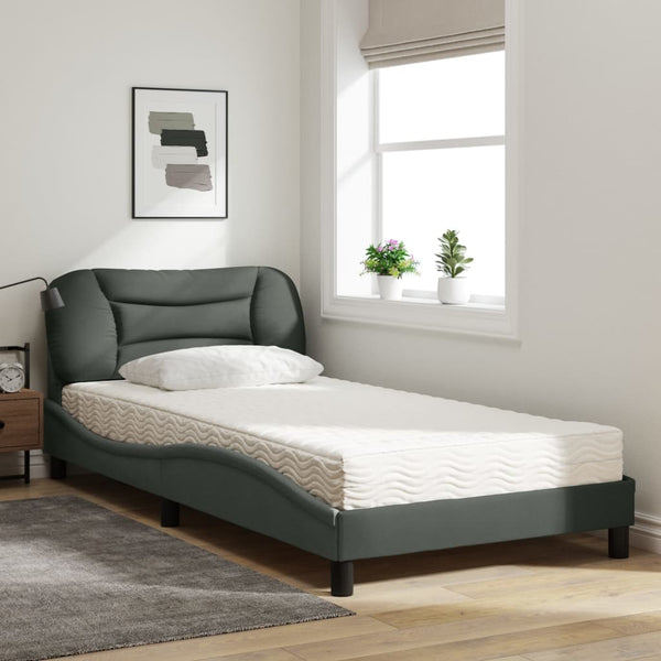 Bett mit Matratze Dunkelgrau 100x200 cm