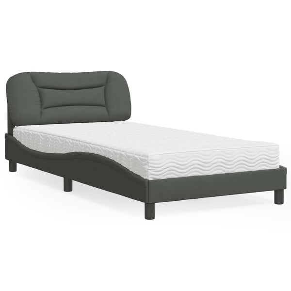 Bett mit Matratze Dunkelgrau 100x200 cm