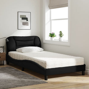 Bett mit Matratze Schwarz 100x200 cm