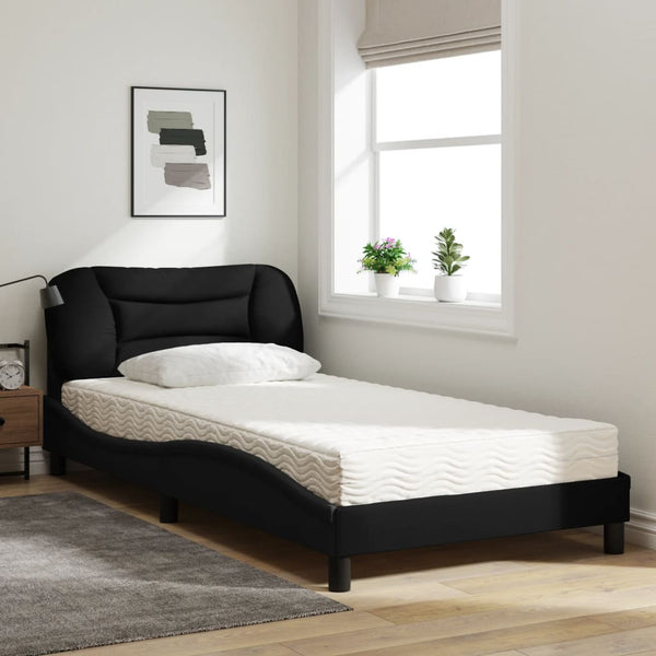 Bett mit Matratze Schwarz 100x200 cm