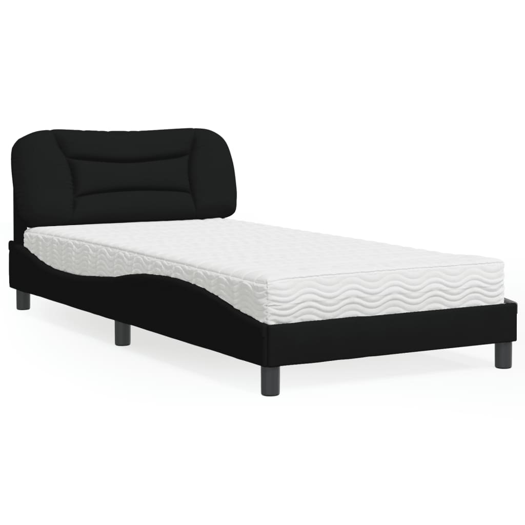 Bett mit Matratze Schwarz 100x200 cm