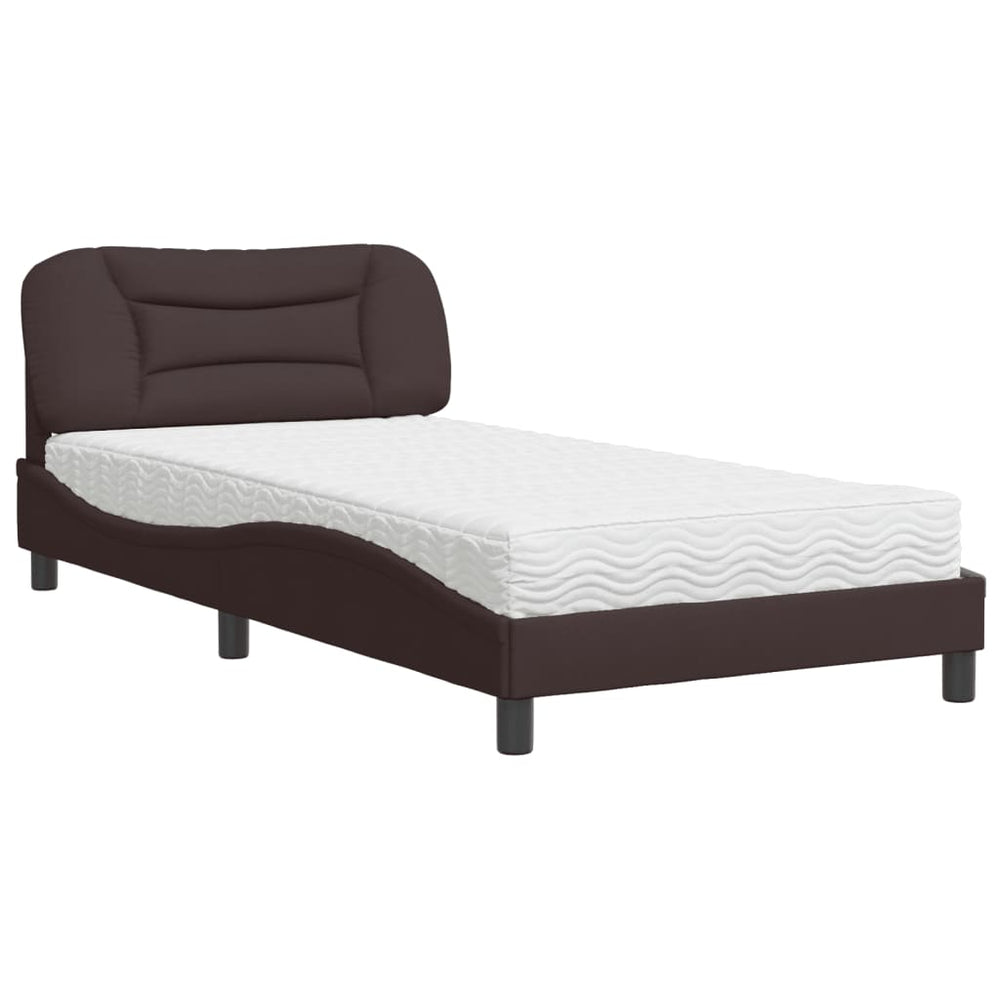 Bett mit Matratze Dunkelbraun 100x200 cm