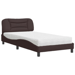 Bett mit Matratze Dunkelbraun 100x200 cm