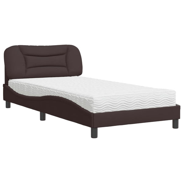 Bett mit Matratze Dunkelbraun 100x200 cm