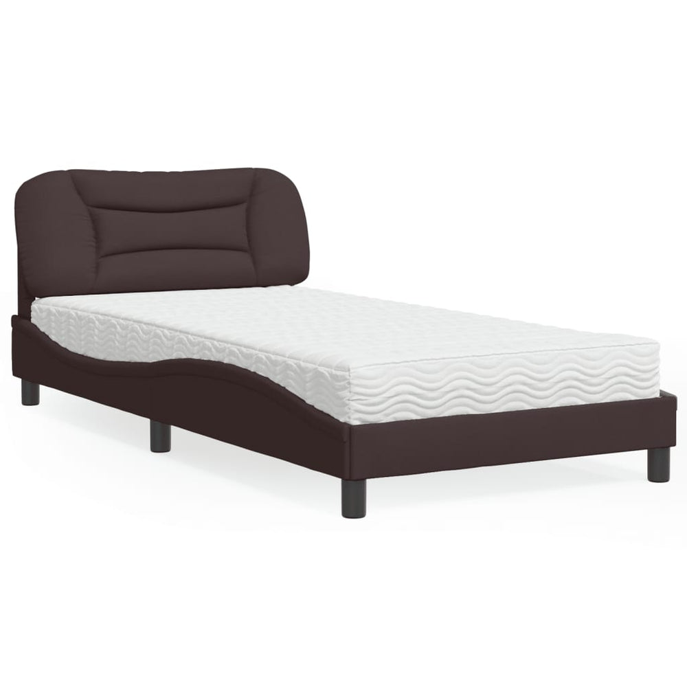 Bett mit Matratze Dunkelbraun 100x200 cm