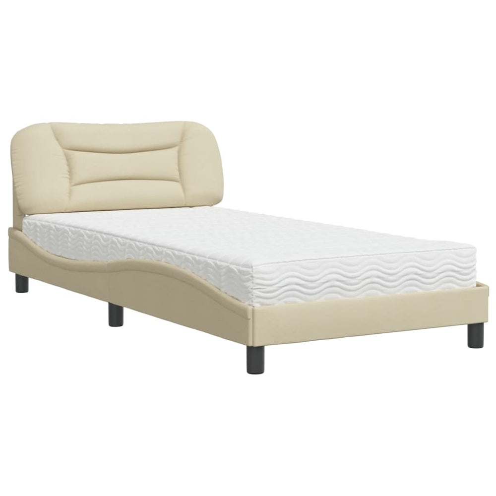 Bett mit Matratze Creme 100x200 cm