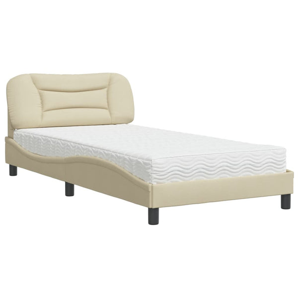 Bett mit Matratze Creme 100x200 cm