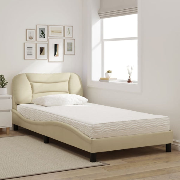 Bett mit Matratze Creme 100x200 cm