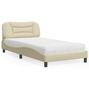 Bett mit Matratze Creme 100x200 cm