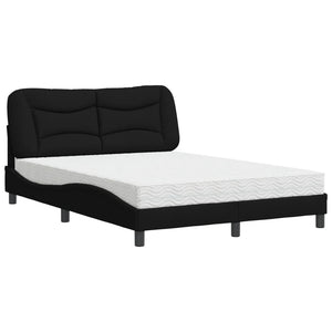 Schwarzes Stoffbett mit Matratze 140x190 cm