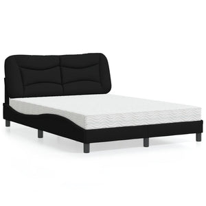 Schwarzes Stoffbett mit Matratze 140x190 cm