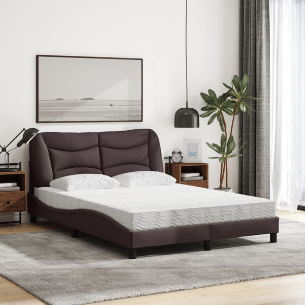 Bett mit Matratze Dunkelbraun 140x190 cm