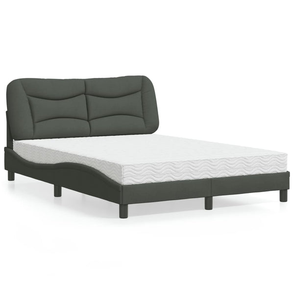 Bett mit Matratze Dunkelgrau 140x200 cm