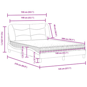 Bett mit Matratze Hvar Schwarz 140x200 cm