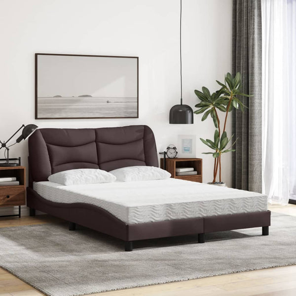 Bett mit Matratze Dunkelbraun 140x200 cm