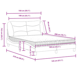Bett mit Matratze Blau 140x200 cm