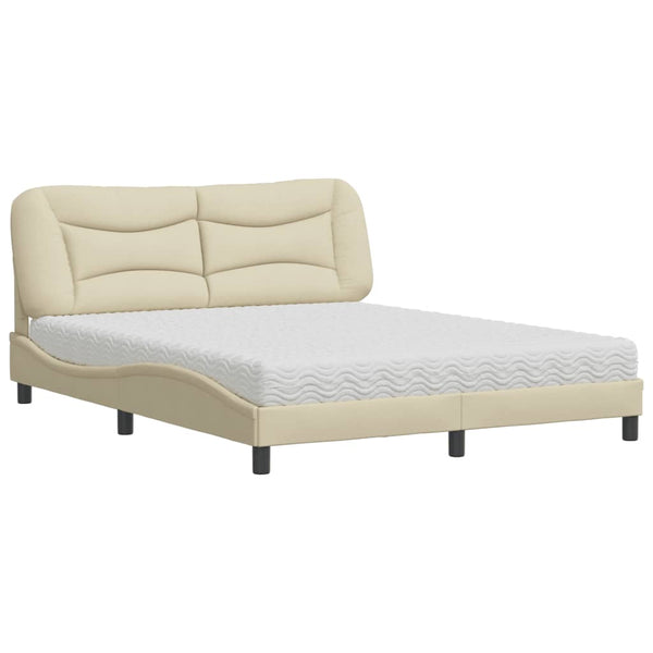 Bett mit Matratze Creme 160x200 cm