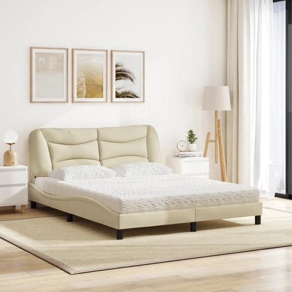 Bett mit Matratze Creme 160x200 cm