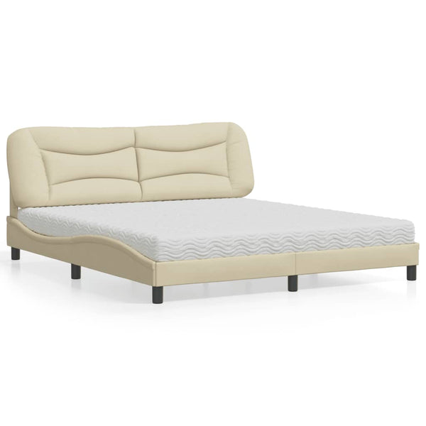 Bett mit Matratze Creme 180x200 cm