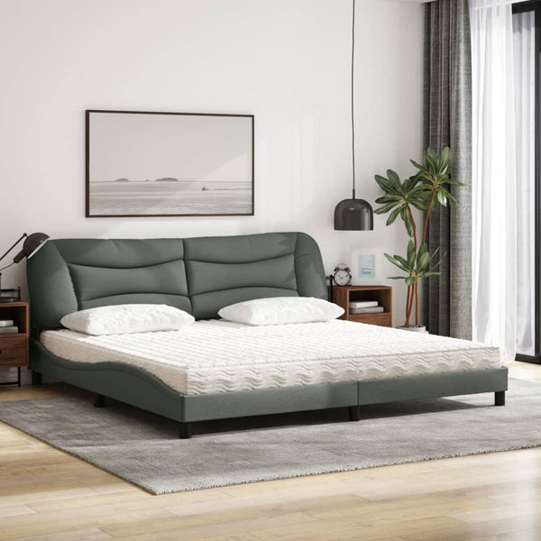 Bett mit Matratze Dunkelgrau 200x200 cm