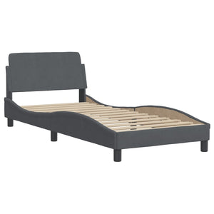 Bett mit Matratze Hanko Dunkelgrau Samt 80x200