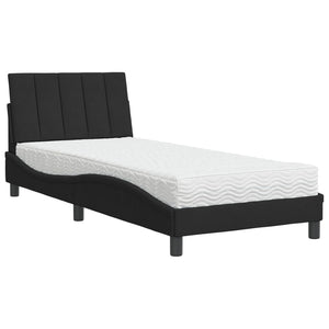 Schwarzes Samtbett mit Matratze 80x200 cm