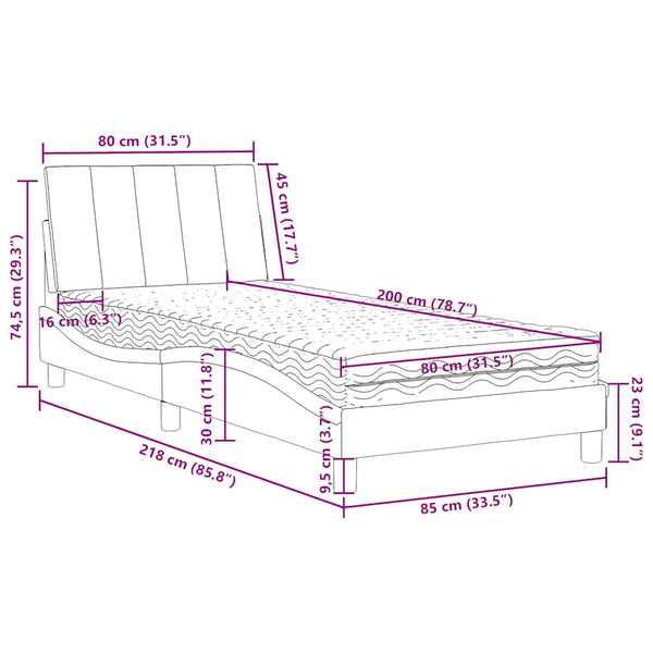 Bett mit Matratze Hanko Blau 80x200 cm Samt