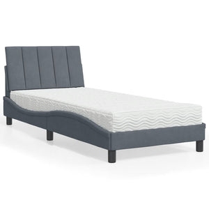Bett mit Matratze Hanko Dunkelgrau Samt 90x190 cm