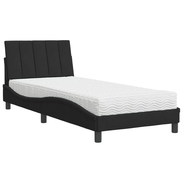 Bett mit Matratze Hanko Schwarz 90x190 cm Samt