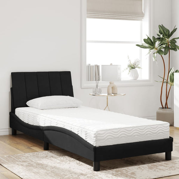Bett mit Matratze Hanko Schwarz 90x190 cm Samt