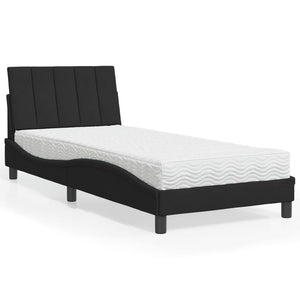 Bett mit Matratze Hanko Schwarz 90x190 cm Samt