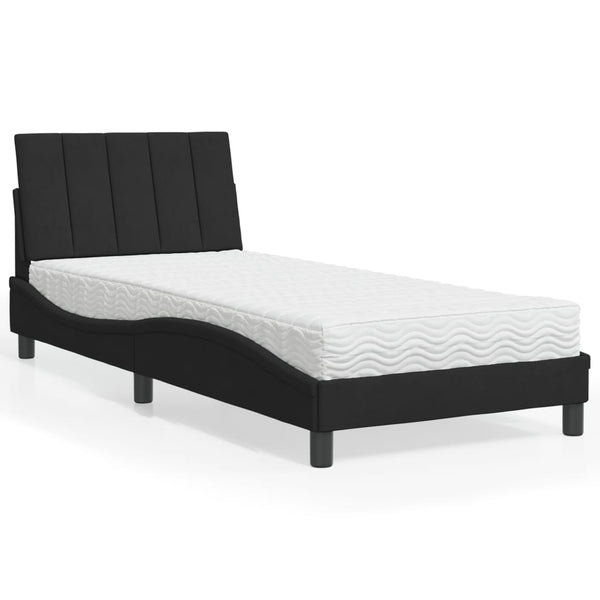Bett mit Matratze Hanko Schwarz 90x190 cm Samt