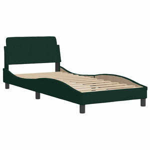 Bett mit Matratze Hanko Dunkelgrün 90x190 cm Samt
