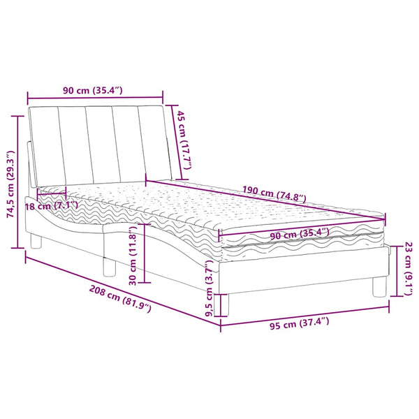 Bett mit Matratze Hanko Dunkelgrün 90x190 cm Samt